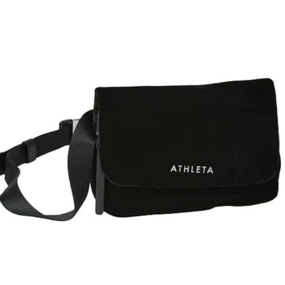ATHLETA Women's Black Revive Velvet Waistbag New - Picture 2 of 9